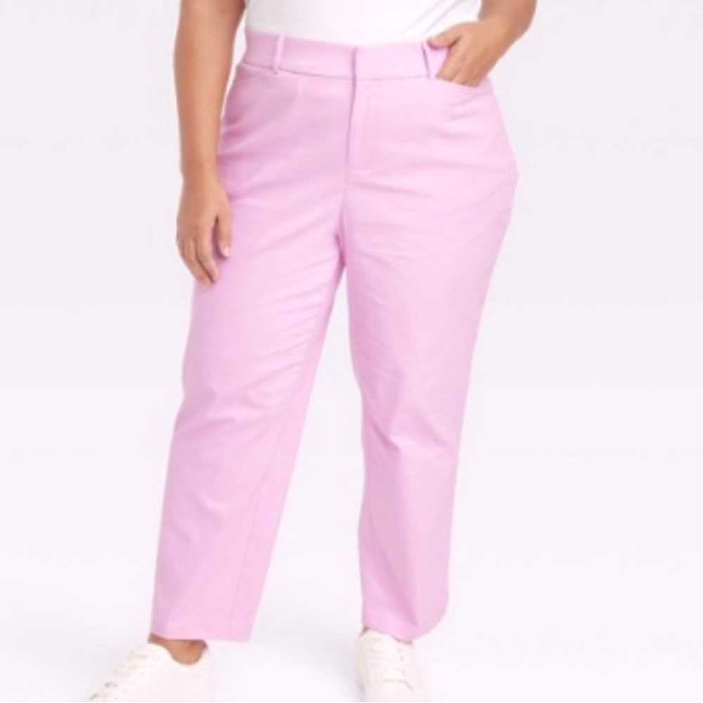 Ava & Viv Pink Ankle High Rise Comfort Waist Pants Jeans Women's Size 22